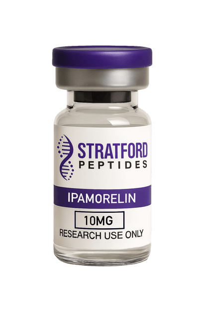 Ipamorelin 10mg research peptide vial with lyophilised powder