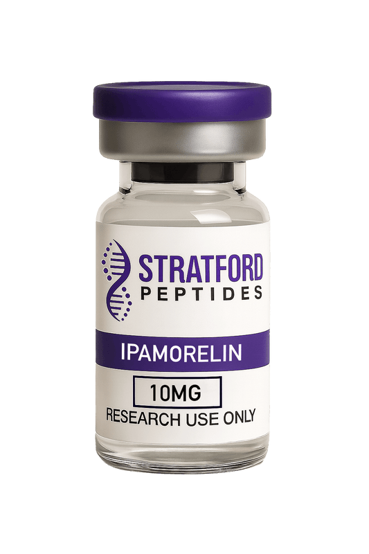 Ipamorelin 10mg research peptide vial with lyophilised powder