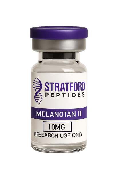 Melanotan II 10mg research peptide vial with lyophilised powder