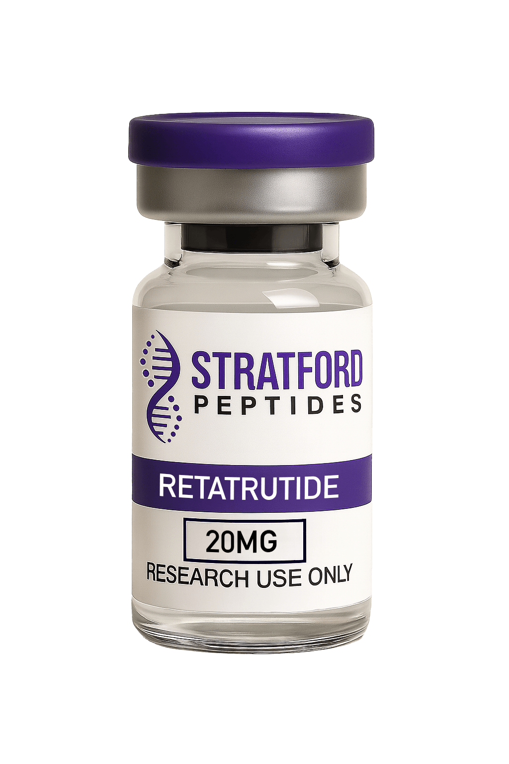Retatrutide labelled research peptide vial containing lyophilised powder